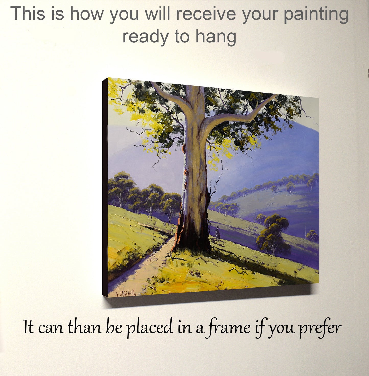 Original Gum Tree & Kangaroo Oil Painting | Australian Landscape | Ready to Hang