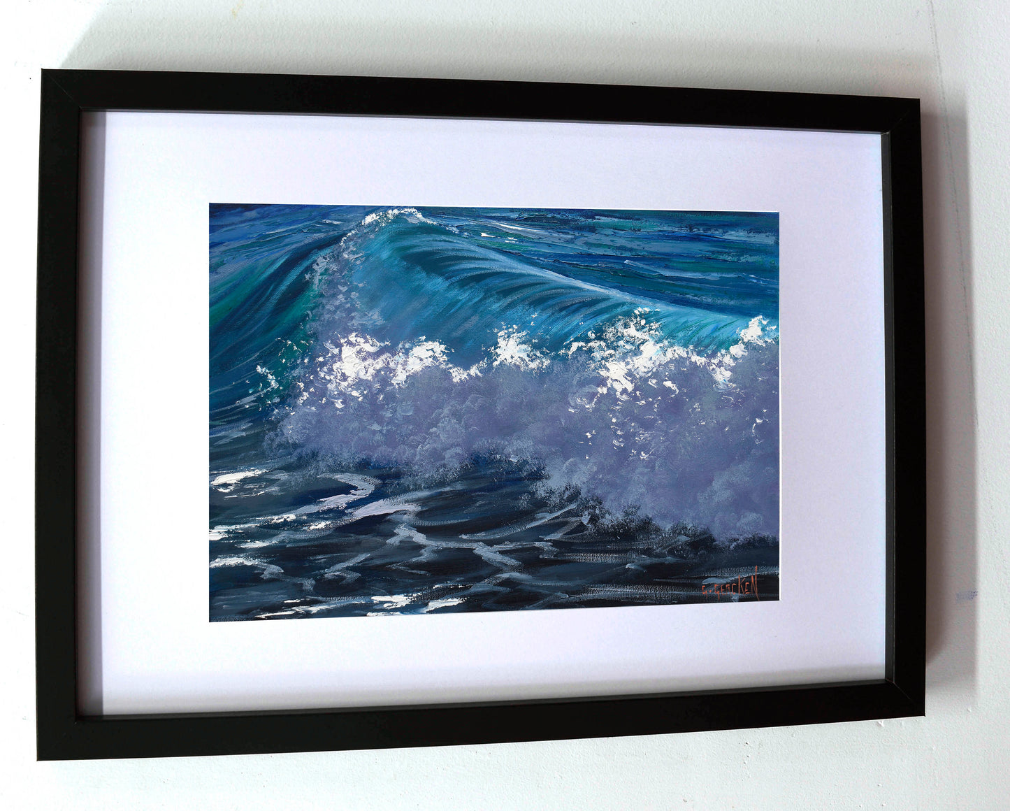 Original Ocean Wave Framed Oil Painting – Seascape Coastal Wall Art