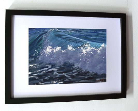Original Ocean Wave Framed Oil Painting – Seascape Coastal Wall Art