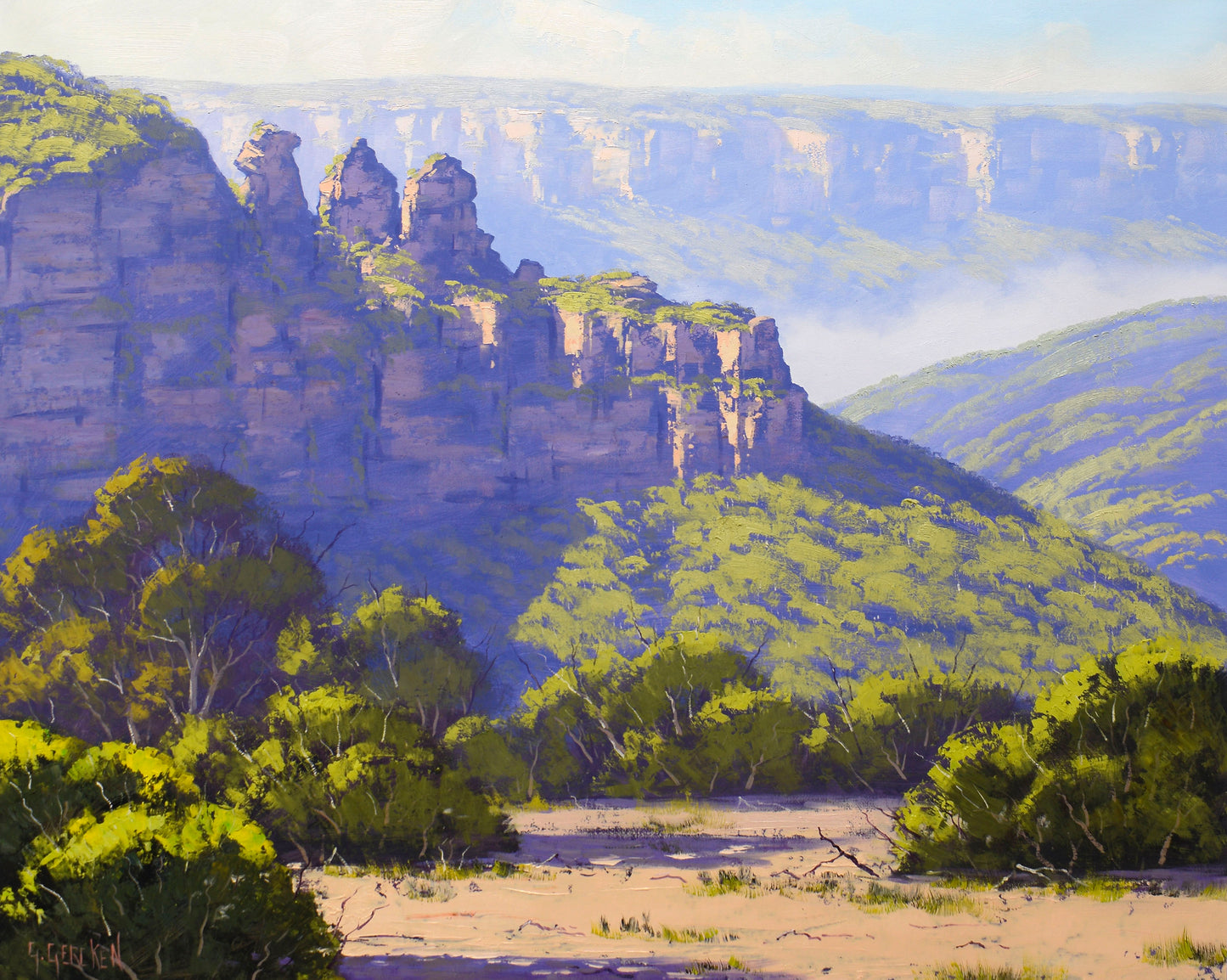 Three Sisters Blue Mountains | Original Stretched Oil Painting | by Graham Gercken