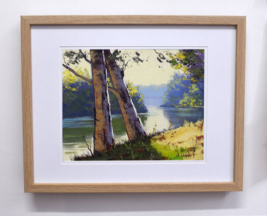Original Tumut River Oil Painting Framed Australian Landscape Art Graham Gercken