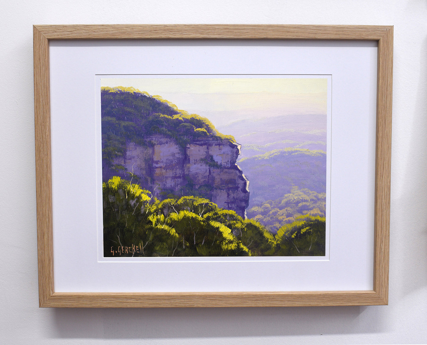 Blue Mountains Cliff Landscape Oil Painting | Framed Original Australian Artwork