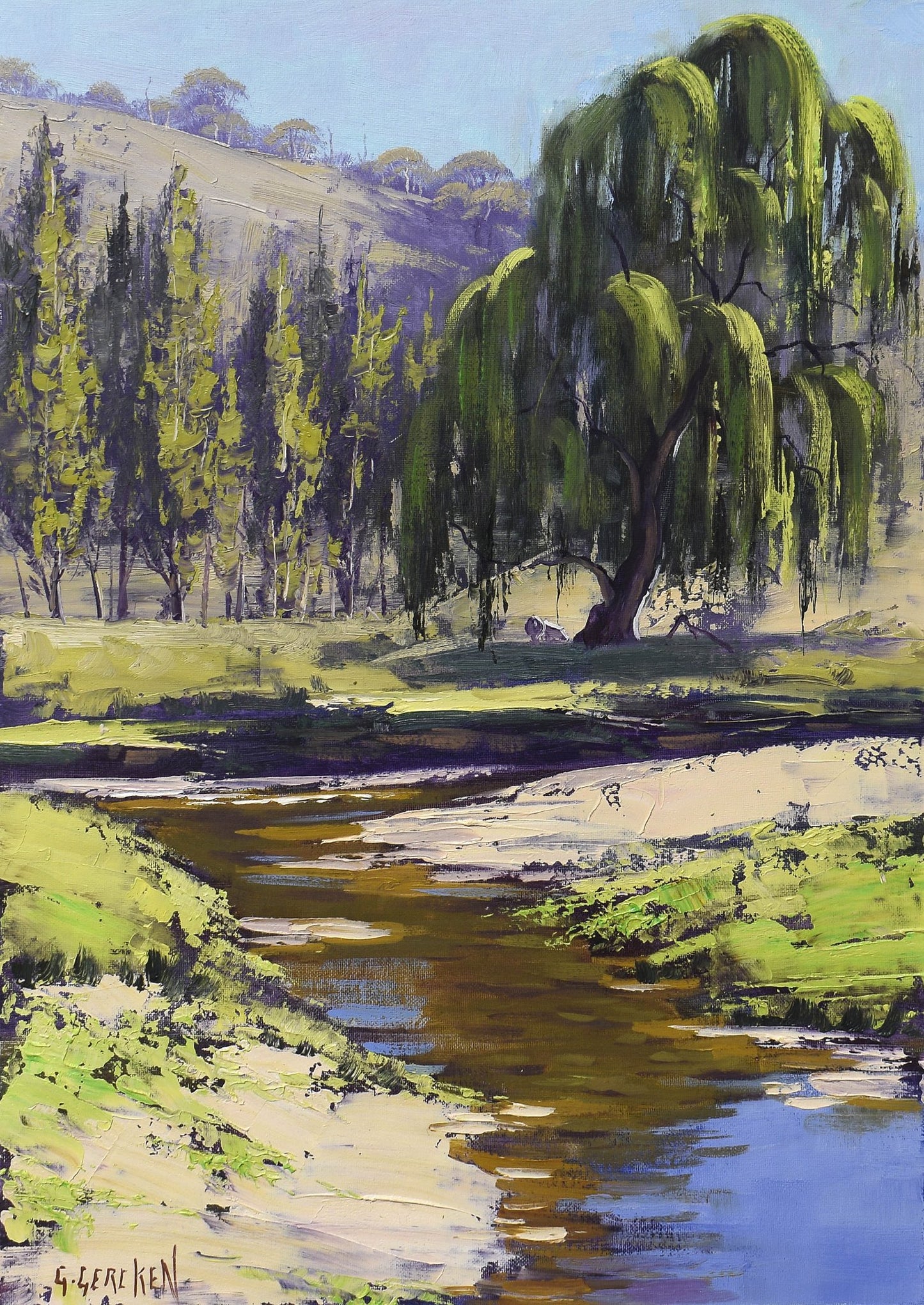 Willow Tree Along the Creek, Kanimbla Valley NSW | Framed Original Oil Painting