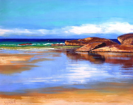 Oil painting of South West Rocks beach
